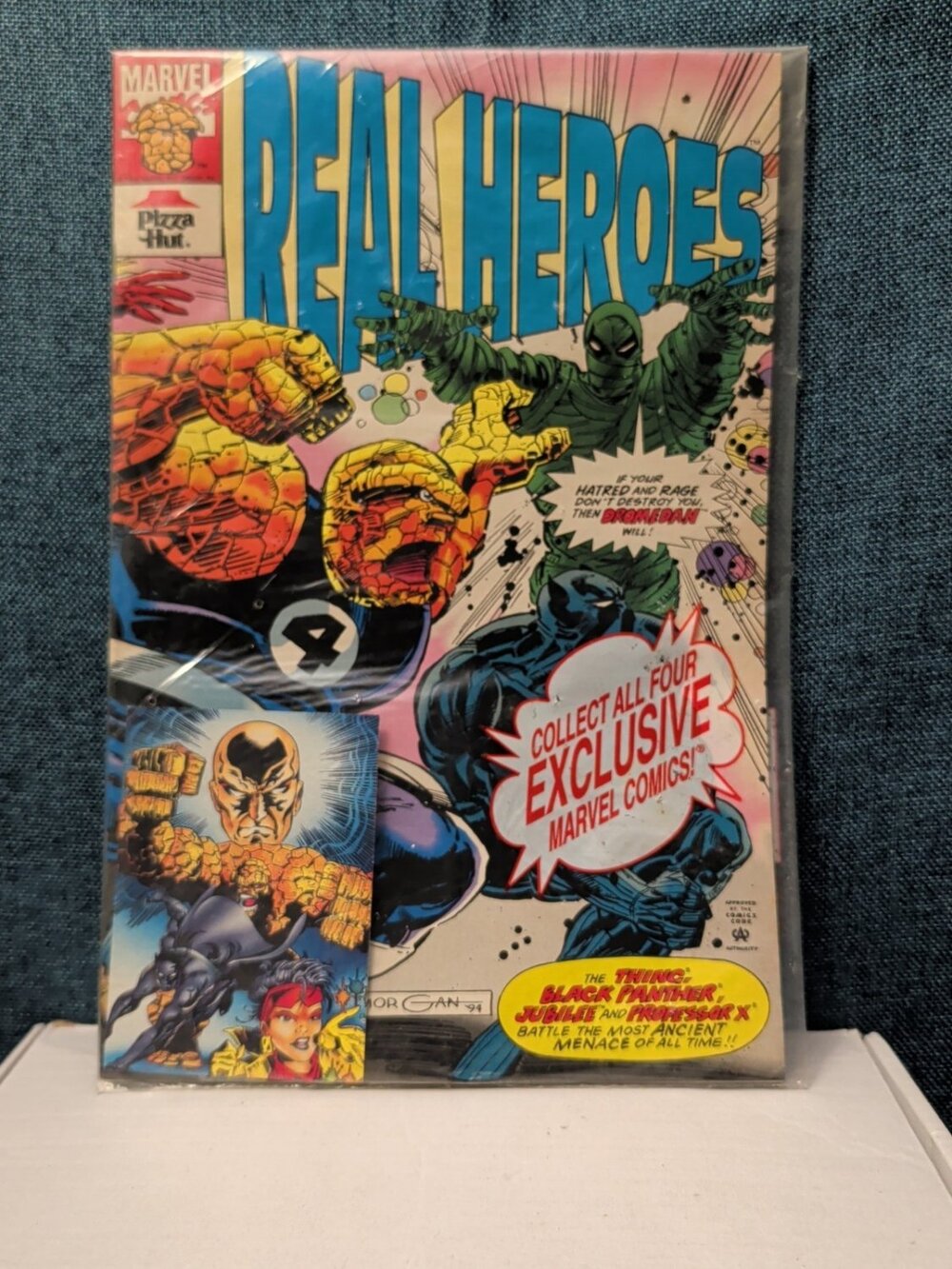 Real Heroes #1 Pizza Hut Marvel 1994 Promo Black Panther The Thing Jubilee Good - Picture 16 of 16